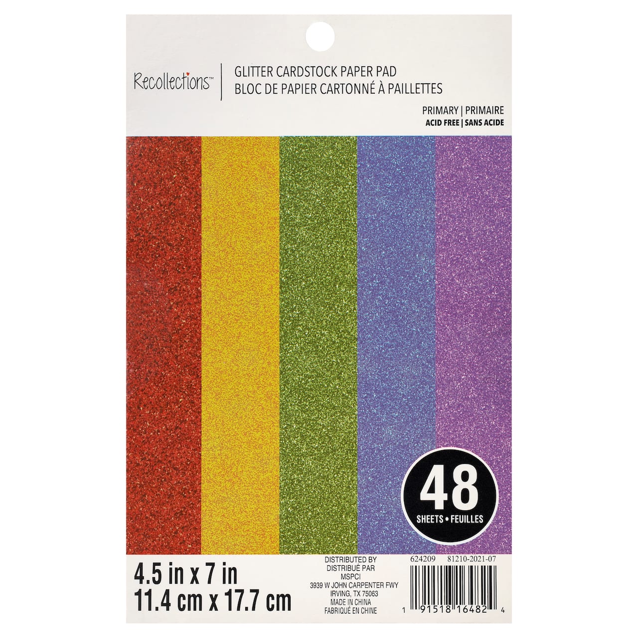 6 Packs: 48 ct. (288 total) Rainbow Glitter Cardstock Paper Pad by Recollections™, 4.5" x 7"